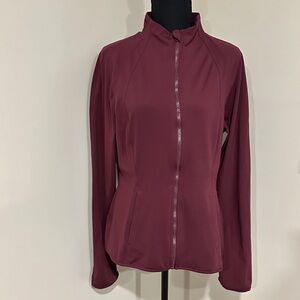 *YOGALICIOUS* Wine Red Zip-Up Slim Fitted Sweater Jacket Size XL